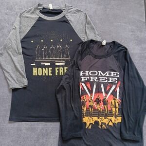 Home Free Band Autographed T-Shirt Bundle 2 Pack Baseball Tee Men's M Black Gray